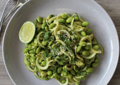 Zucchini Noodle Salad with Avocado, Edamame & Mint