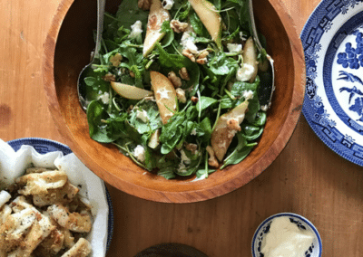 Caramelised Pear, Walnut & Goats Cheese Salad