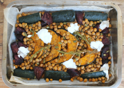 Cinnamon Roasted Vegetables With Yoghurt Dressing