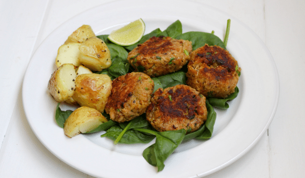 Tuna Patties with Crispy Roast Potatoes