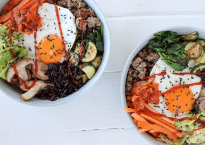 Bibimbap (black rice and vegetable bowl)