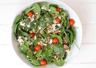 Lentil, Feta & Spinach Salad with Balsamic Glaze