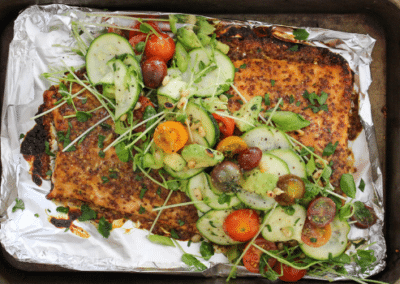 Honey Mustard Salmon with Zucchini Salad