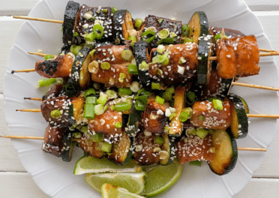 Glazed Salmon & Zucchini Skewers